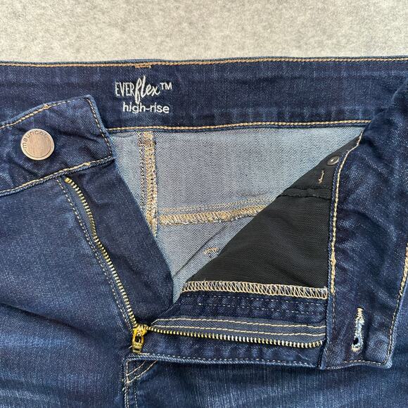 EVERflex Jeans High-Rise Skinny WMNS 20w Short Blue Dark Wash Denim Plus Cotton - Picture 2 of 9